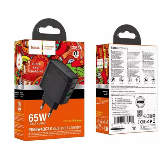 Cargador Hoco CS63A 65W TIPO C (SET COMPLETO)