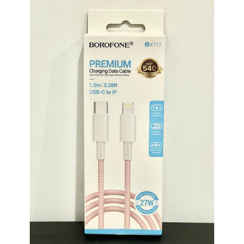 Cable de Carga Tipo C - Iphone BOROFONE BX117 (27W) (ROSADO)