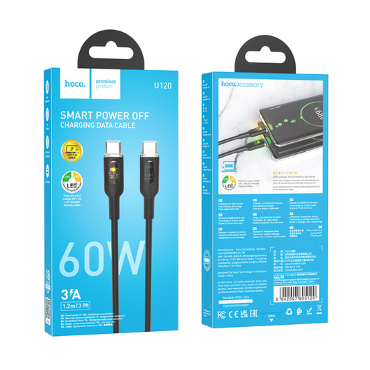 Cable de Carga “Inteligente” HOCO U120 60W TIPO C – TIPO C