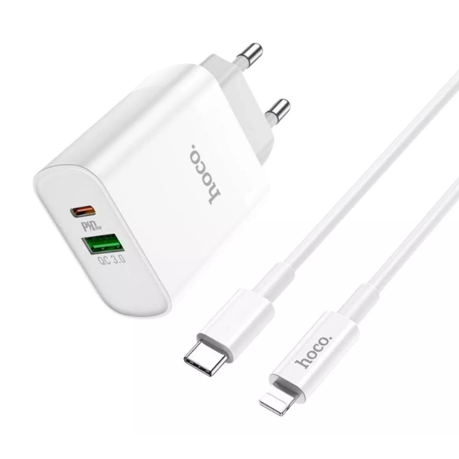 Cargador HOCO C80A 20W TIPO C - LIGHTING (SET COMPLETO)