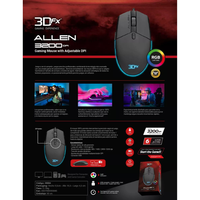 MOUSE GAMER 3DFX ALLEN 3200DPI