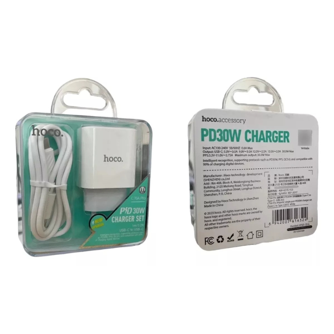 Cargador HOCO C76A 30W TIPO – C (SET COMPLETO)