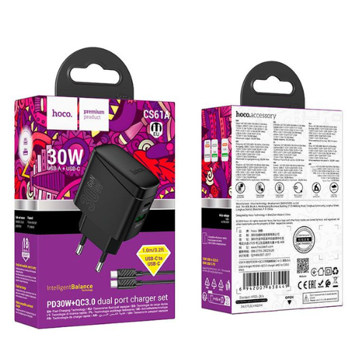 Cargador HOCO CS61A TIPO C 30W (SET COMPLETO)