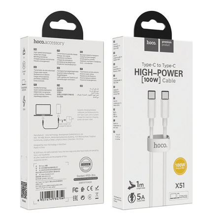Cable de Carga HOCO 100W X51 TIPO C – TIPO C